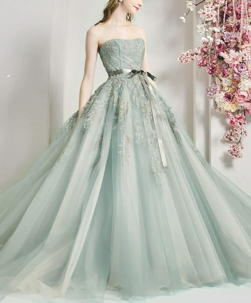 【Haru】オリーブグリーン ウェディングドレス ノア/グリーン【Left】｜フォーシス アンド カンパニー