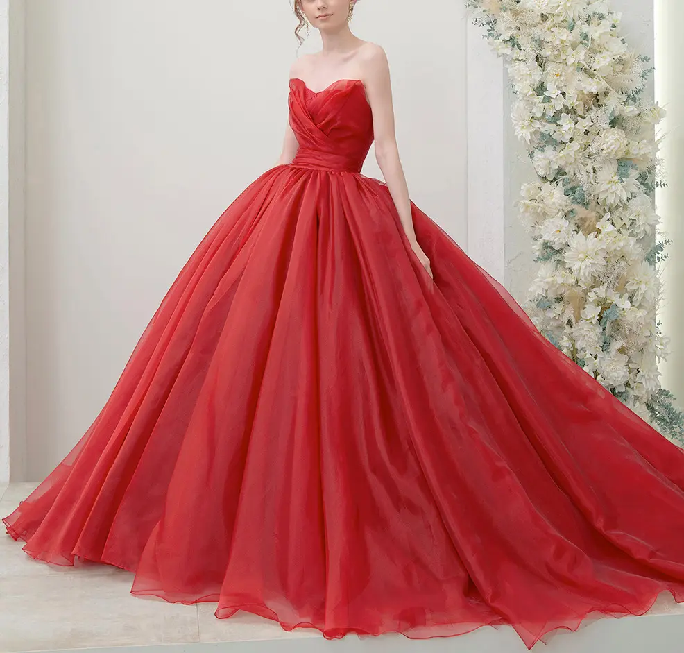 新品☆マルケッサMarchesa☆刺繍レースホルタードレス赤☆演奏会ウェディング 結婚式 カラードレス 赤 ならALESSA(アレッサ)FB387 - ミス