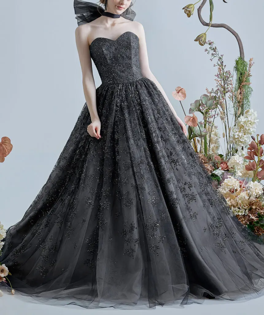 ルルフェリーチェブラックカラードレス【LU-0157】7号〜15号-360度