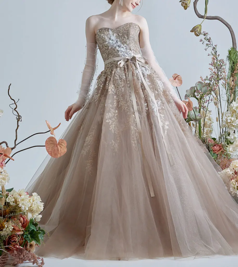 ルチェルナあり ルルフェリーチェ ドレス グレージュ【LU-0160】7号～15号お得に