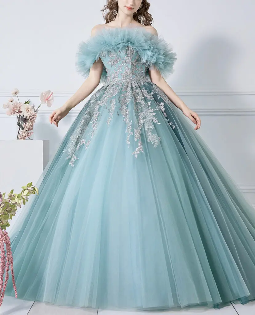 ルルフェリーチェ ブルーグリーン【LU-0166】カラードレス 人気