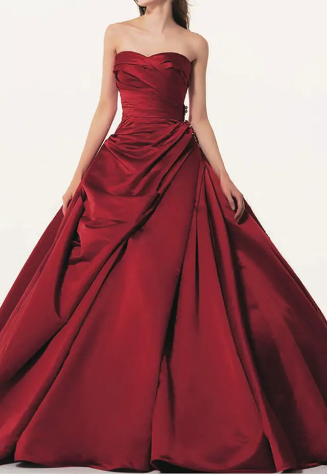 ウェディングカラードレス赤【C553】5号〜17号で叶える高級感と洗練さ