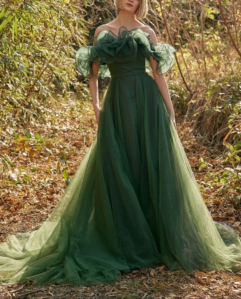 グリーン カラードレス 結婚式【KNE0039】クランネ ドレス5号～15号