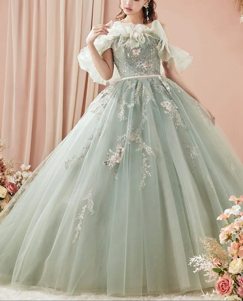 ルルフェリーチェ グリーン【LU-1019】7号～15号 カラー ドレス 人気