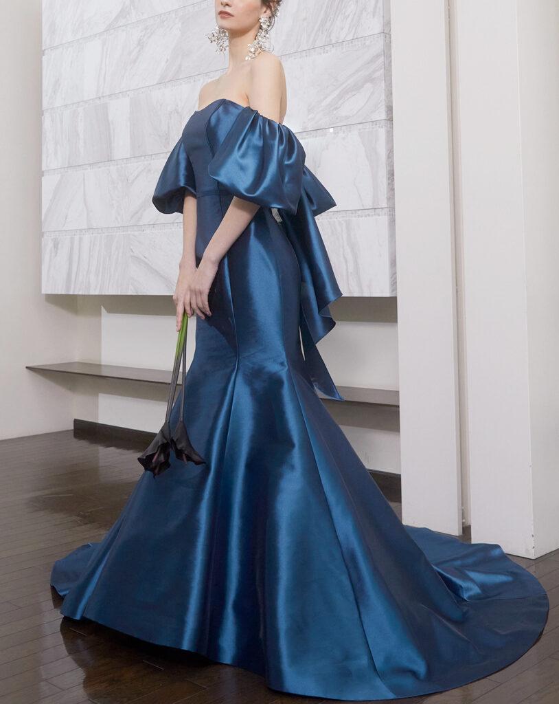 マーメイドカラードレスブルー取り外し袖付き