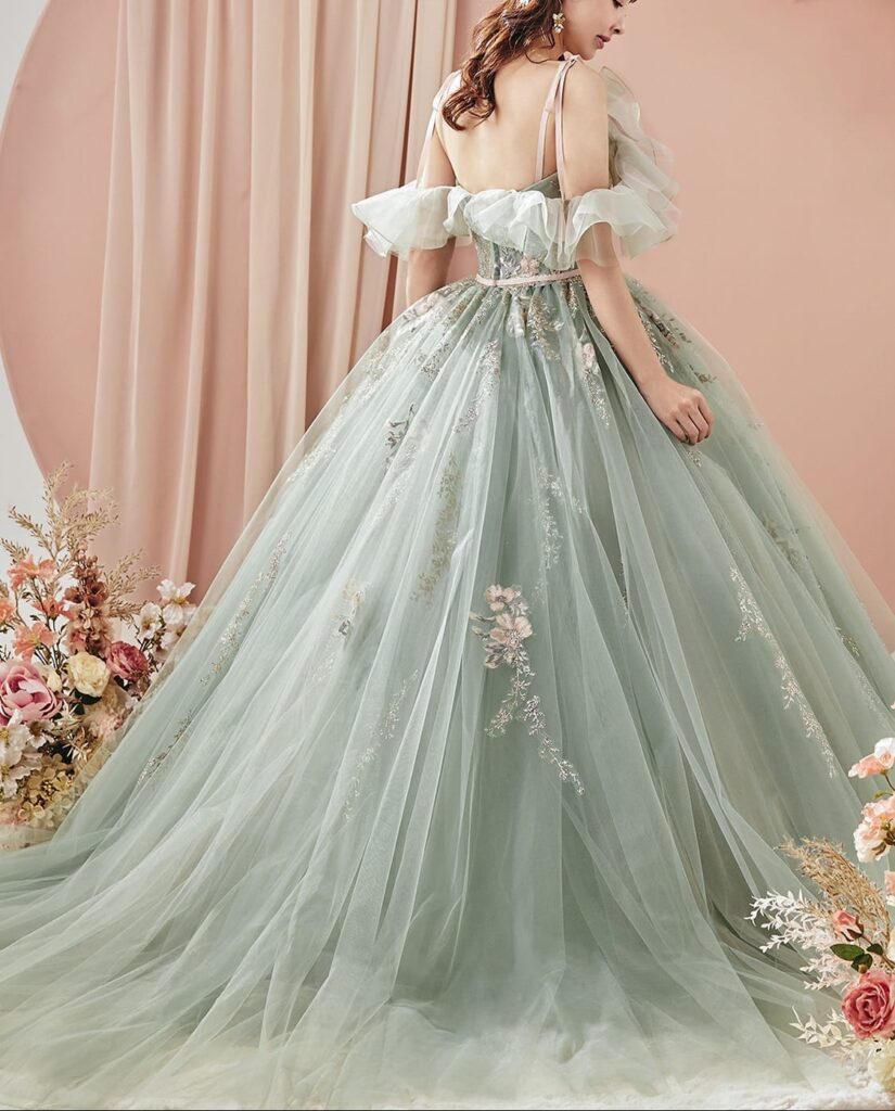 ルルフェリーチェ グリーン ドレス【LU-1019】7号～15号