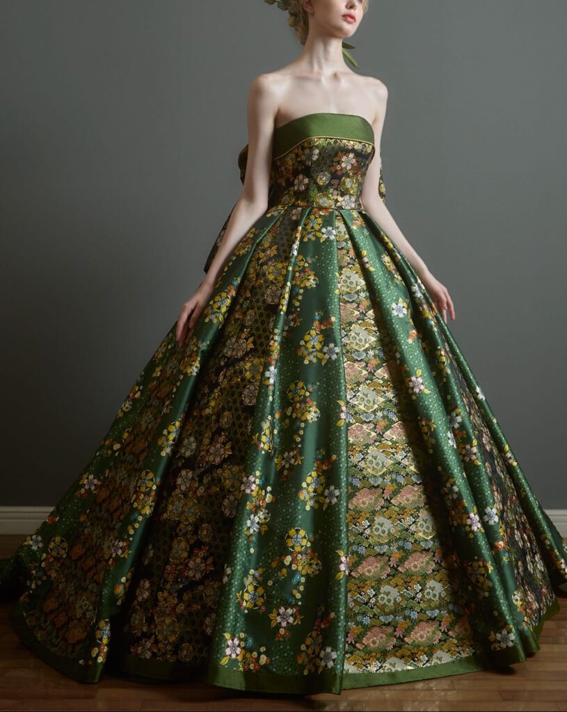 カラードレス 和柄 グリーン【KR-0196】和DRESS（ワドレス）ブランド