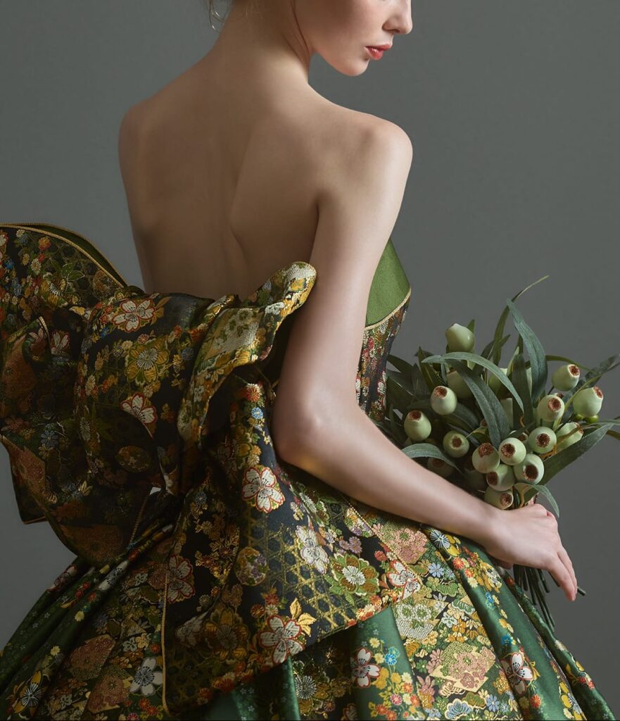 カラードレス 和柄 グリーン【KR-0196】和DRESS（ワドレス）ブランド