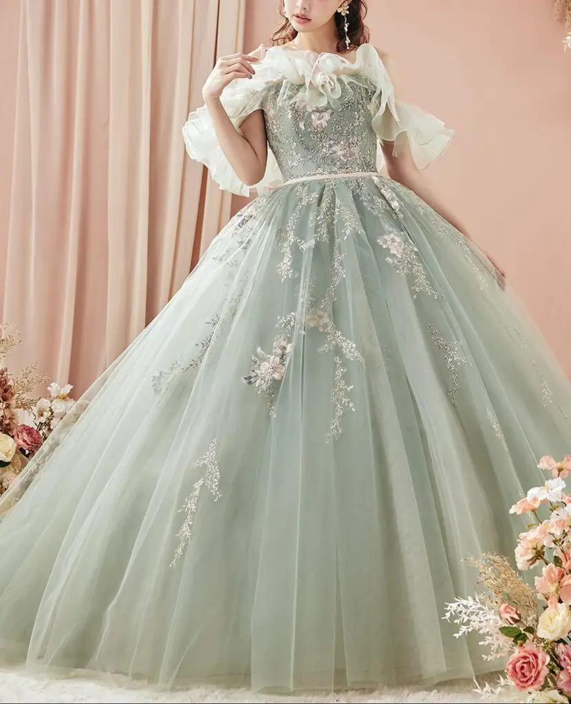 ルルフェリーチェ グリーン ドレス【LU-1019】7号～15号-式場提携店