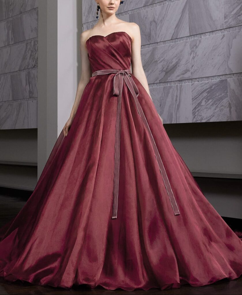 ブリリアンターユ カラードレス 【BRI0080ボルドー】動くたびにふわっと可憐な花嫁姿