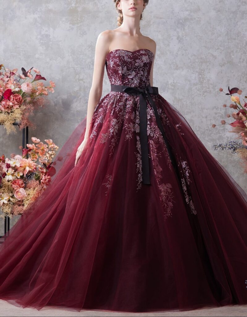 ルルフェリーチェボルドー カラードレス【LU-0174】5号～15号