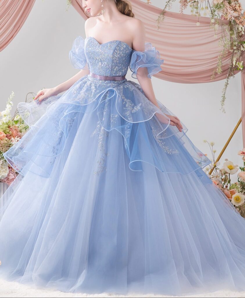 ルルフェリーチェ エッグフィルム ブルーカラードレスレンタル【LU-1023】5号-19号