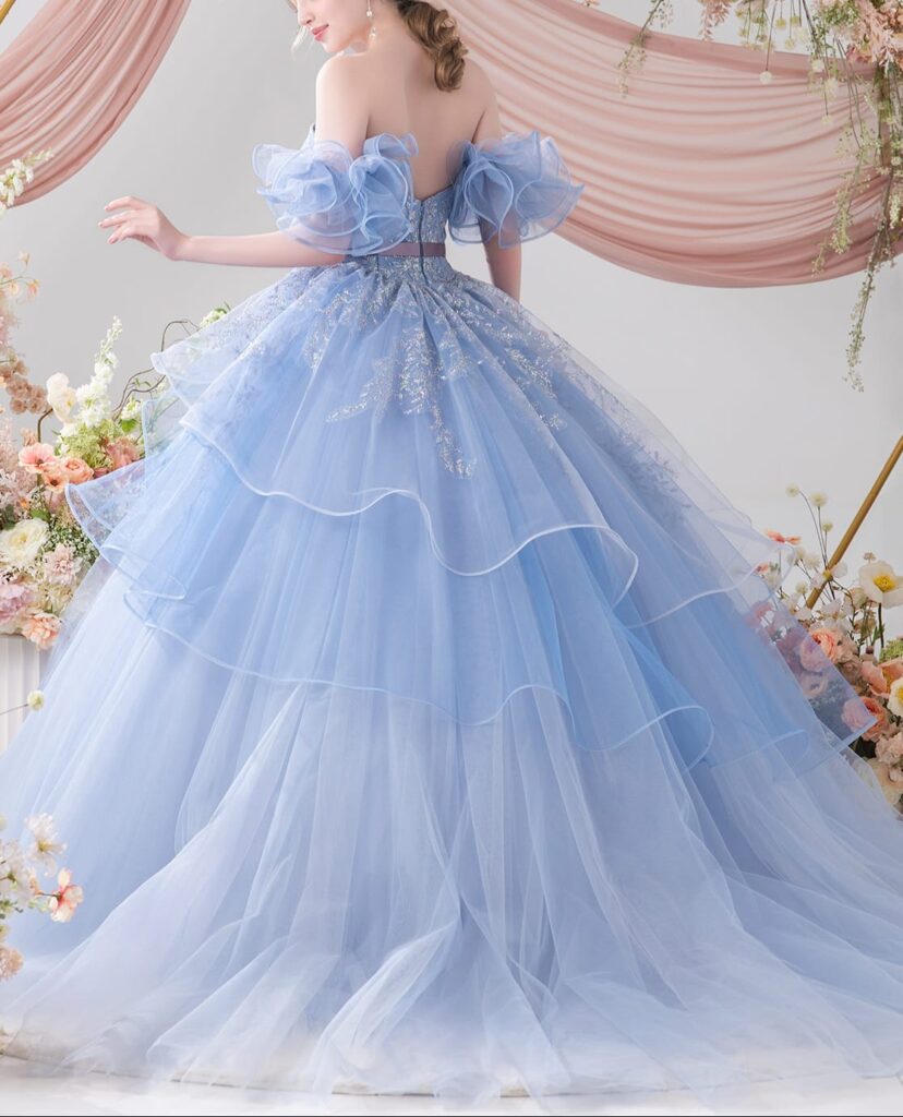 ルルフェリーチェ エッグフィルム ブルーカラードレスレンタル【LU-1023】5号-19号