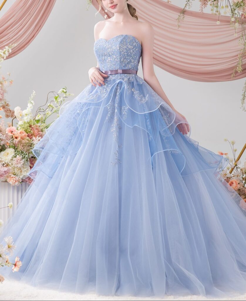 ルルフェリーチェ エッグフィルム ブルーカラードレスレンタル【LU-1023】5号-19号