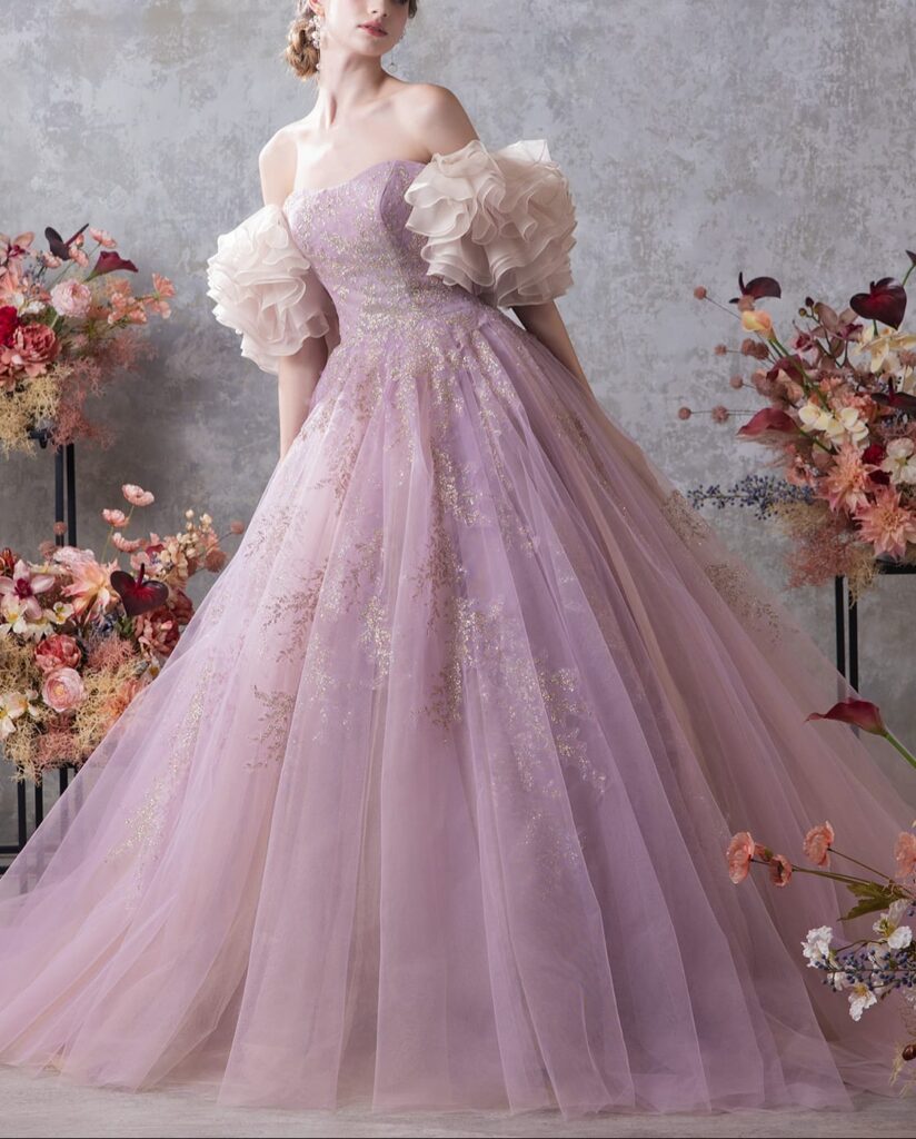 lulu felice ピンクドレス【LU-0176】フェミニンな花嫁ドレス