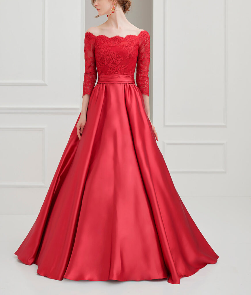 ALESSAアレッサ カラー ドレス【FRD-00083-08(FR083)レッド】5号〜15号